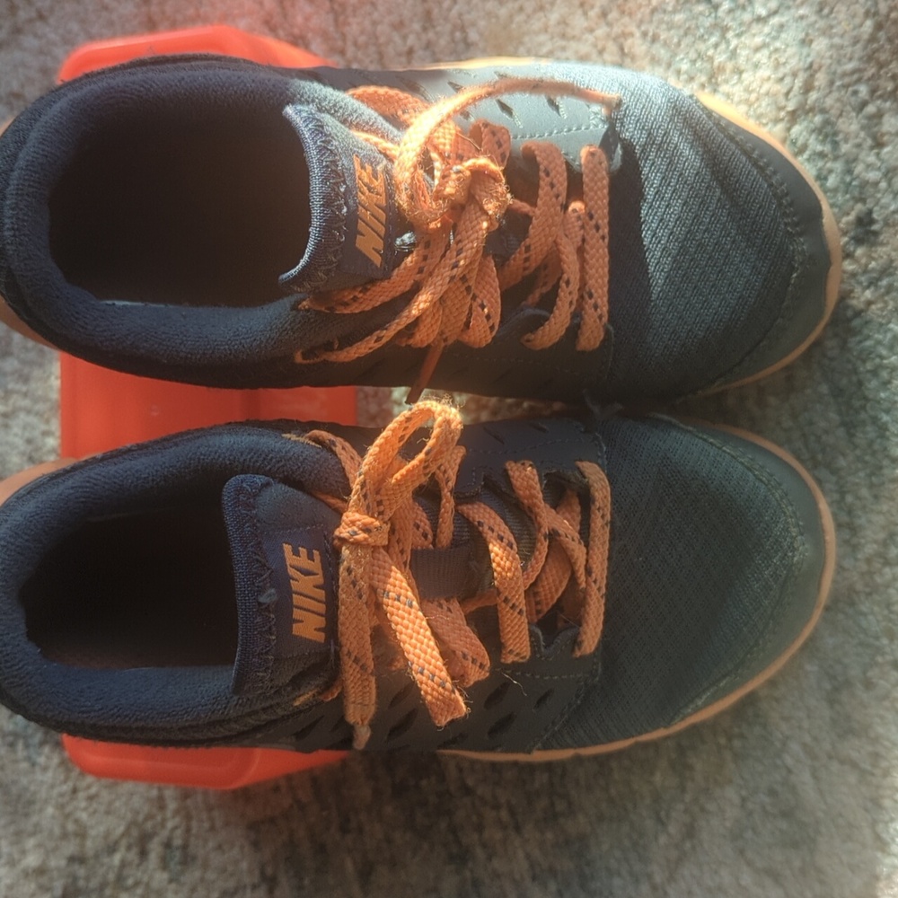Nike Size 11 kids Grey and Orange Sneakers
